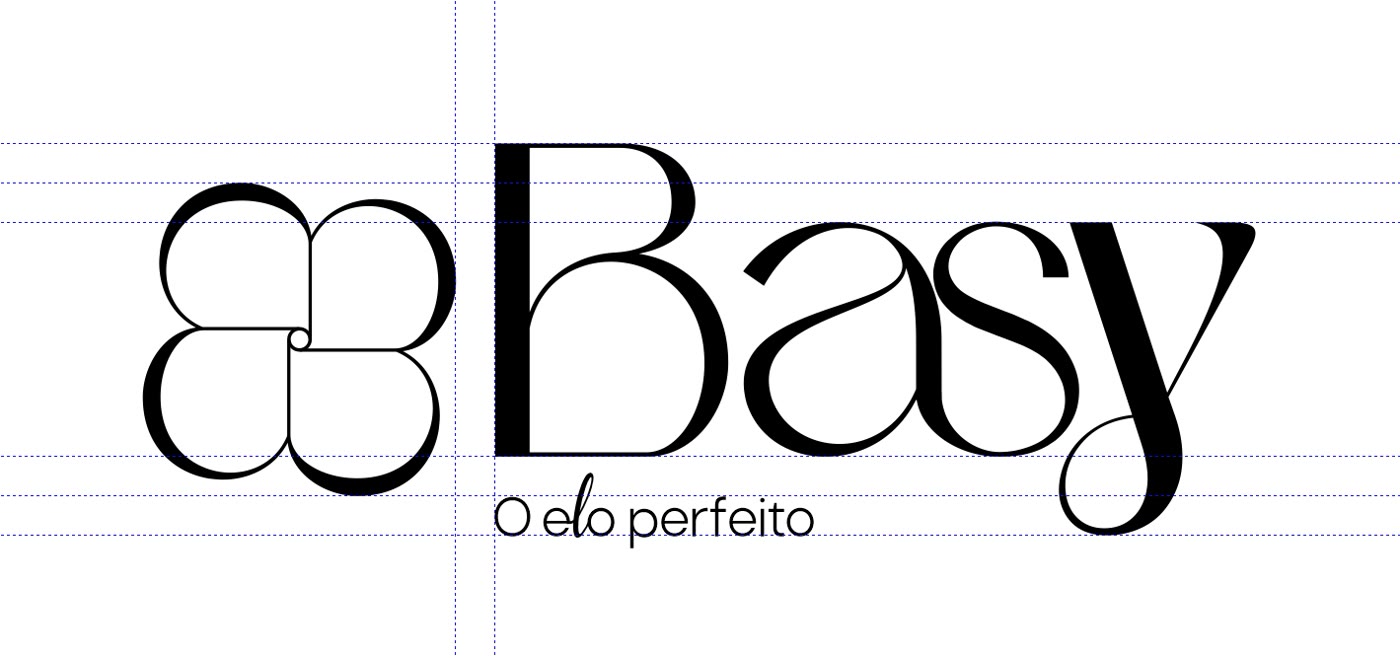 Logo da Basy sobre o grid de construção, com a assinatura O elo perfeito