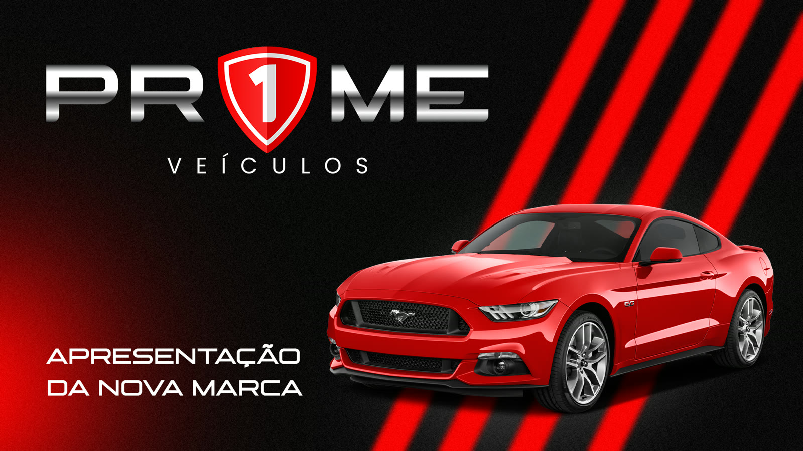 Apresentação da nova marca Prime Veículos com um carro vermelho